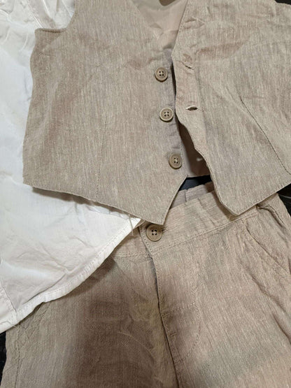H&M 9-12M Beige 4-piece Linen Blend Suit - RETAIL: 45$ , Kids 12 Month (9-12M)
