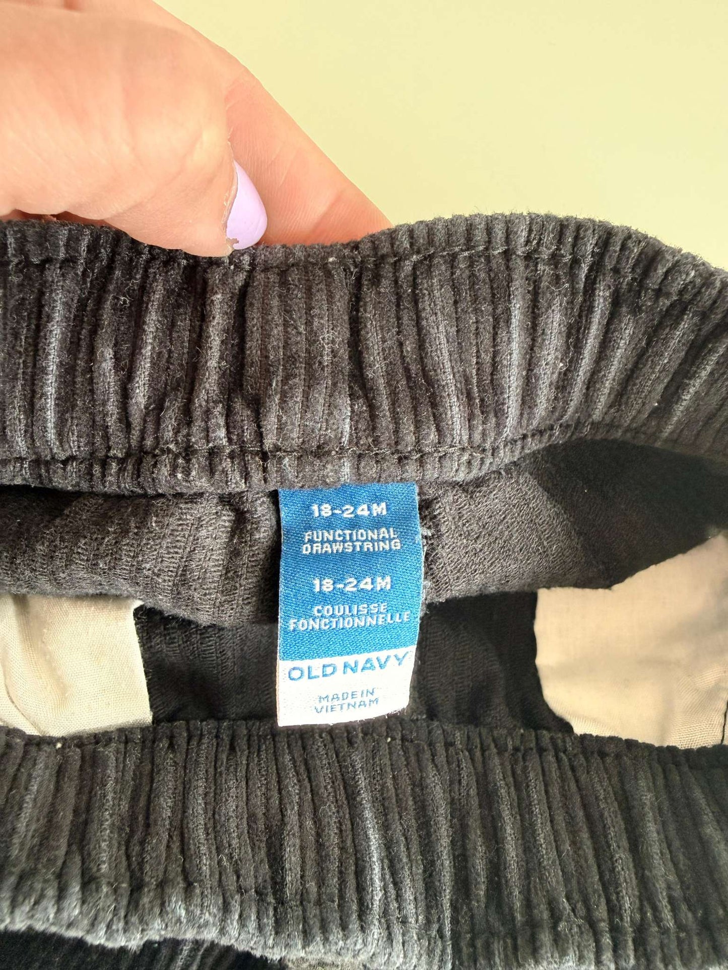 Old Navy Black Functional-Drawstring Corduroy Pants - 18-24 Months, Kids 24 Month (18-24M)
