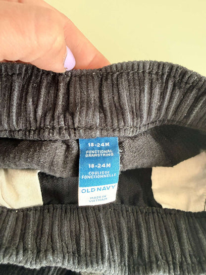 Old Navy Black Functional-Drawstring Corduroy Pants - 18-24 Months, Kids 24 Month (18-24M)