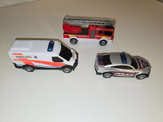 BUNDLE 3 emergency vehicles cars (Ambulance, Police car and Fire rescue)