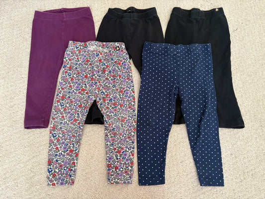 Bundle - girls leggings, 18-24m, black, purple, patterned, Kids 24 Month (18-24M)