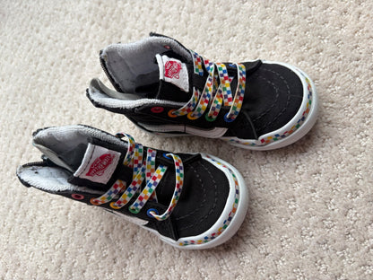 Vans - black high tops with rainbows, size 5, retail $45, Shoes 5 (Walkers:12-24 mth)
