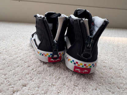 Vans - black high tops with rainbows, size 5, retail $45, Shoes 5 (Walkers:12-24 mth)