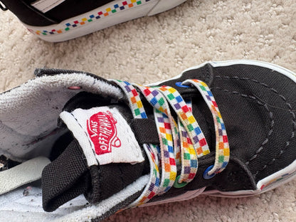 Vans - black high tops with rainbows, size 5, retail $45, Shoes 5 (Walkers:12-24 mth)