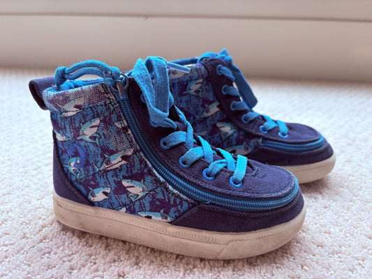 Billy - blue shark high tops with wrap around zipper, size 9, retail $80, Shoes 9 (Toddler:2-4yr)