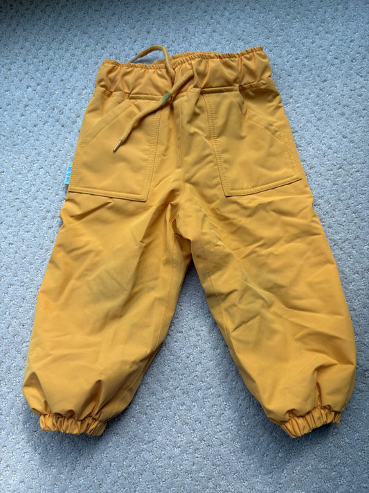Jan & Jul - yellow fleece lined snow pants, size 1T, retail $55, Kids 12 Month (9-12M)