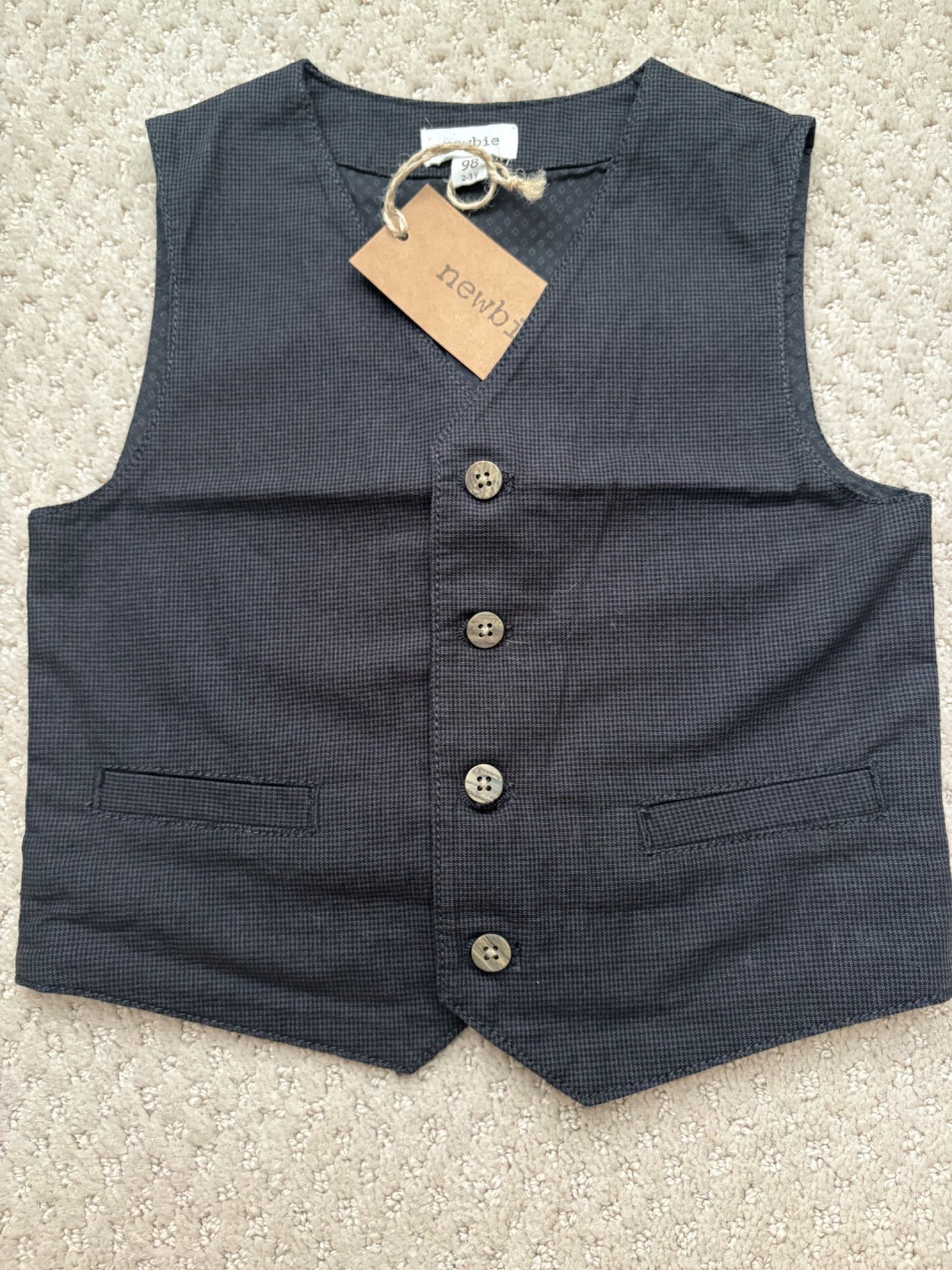 NEW with tags - Newbie - blue waistcoat vest, 2-3years