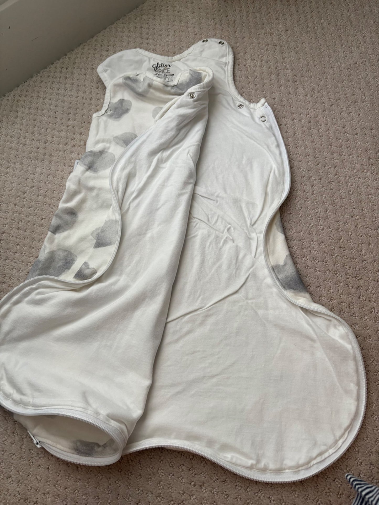 Grey heart Sleep sack, 1 tog, 0-6month, 0-6 Months (Small)