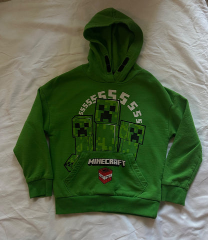 Green Minecraft hoodie, Kids 6/6X (extra small)