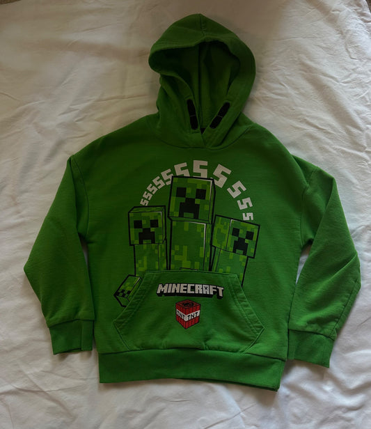 Green Minecraft hoodie, Kids 6/6X (extra small)