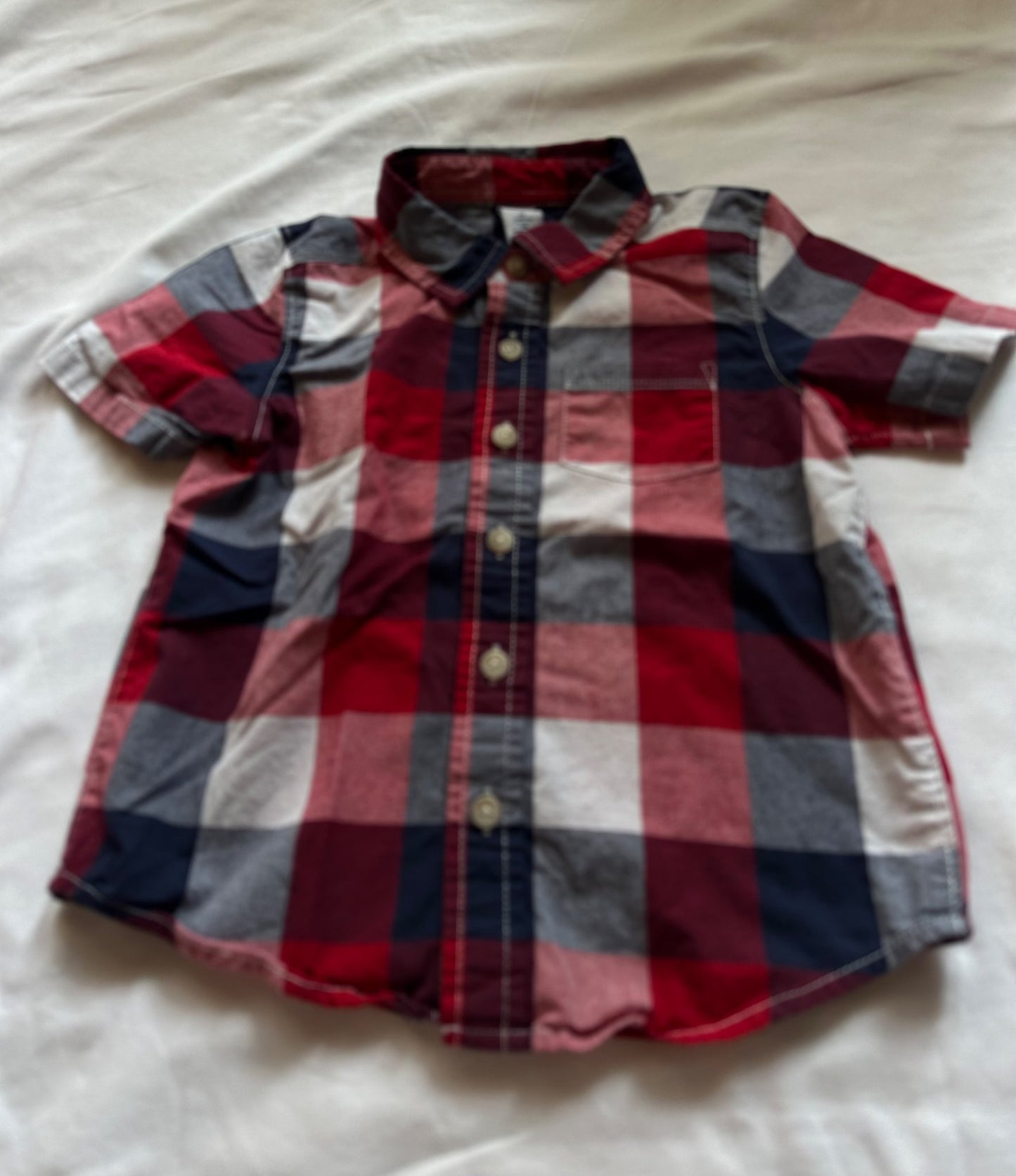 Old Navy checkered button up shirt, Kids 3T