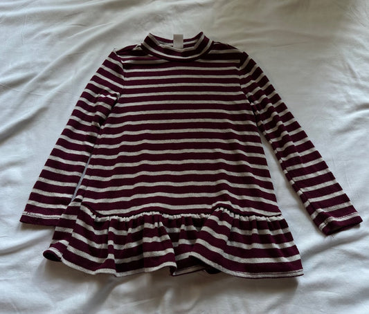 Maroon and white striped tunic, Kids 4/4T