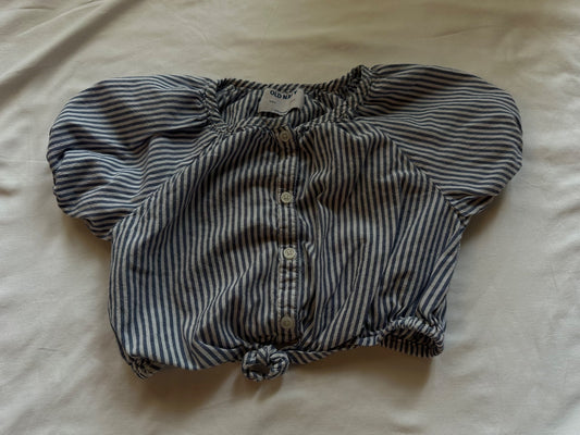 Old navy tie up stripe shirt, Kids 6/6X