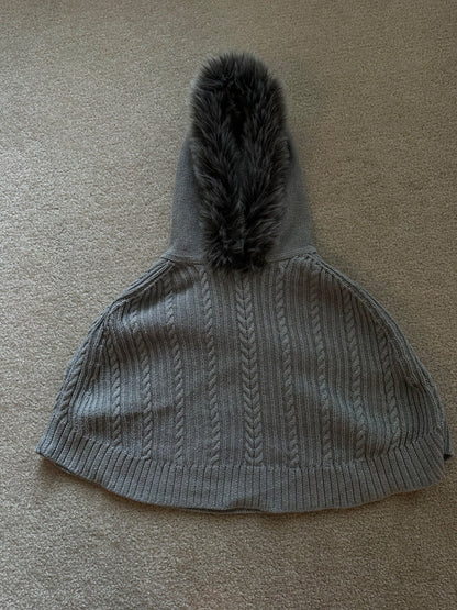 Grey poncho with hood, Kids 4/4T