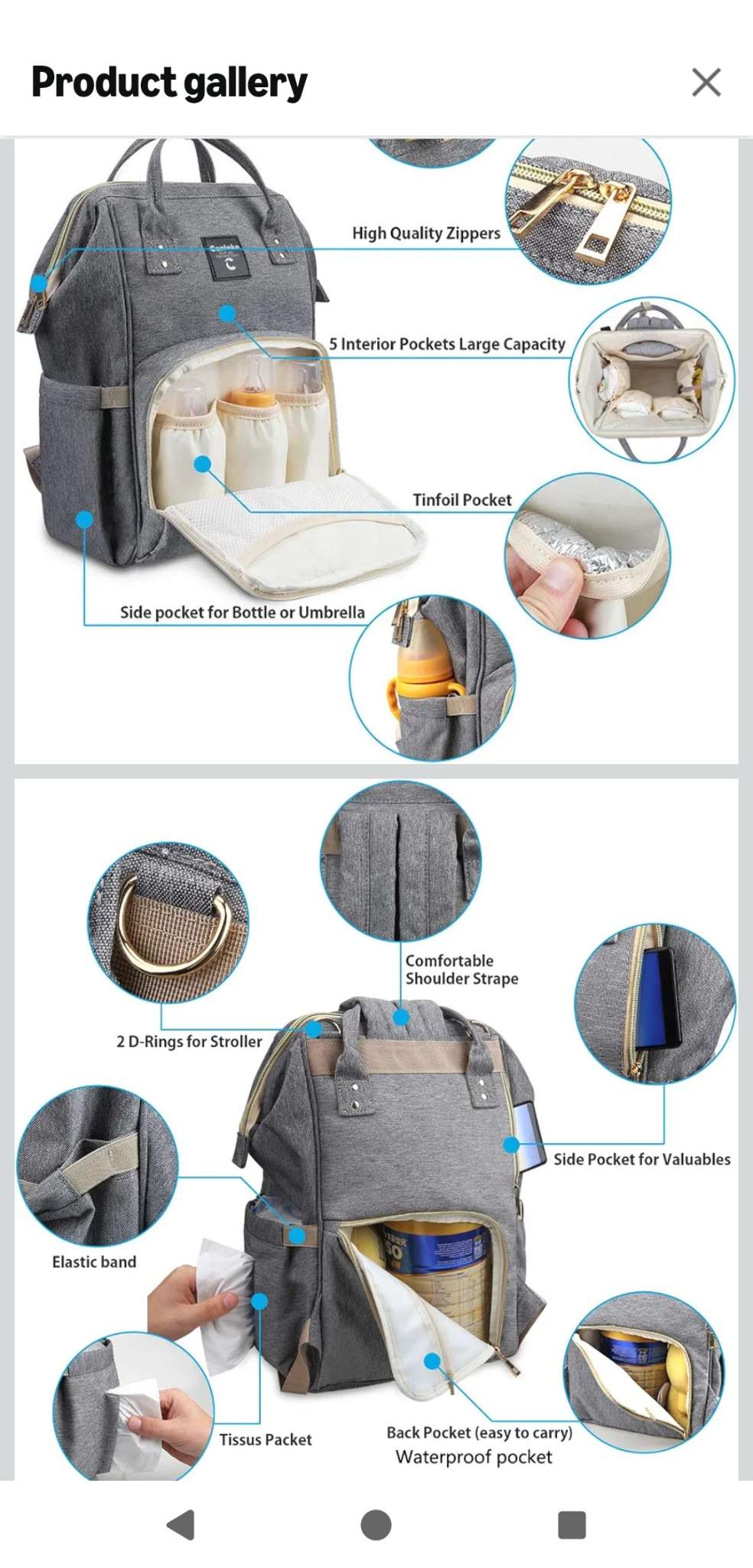 Diaper backpack