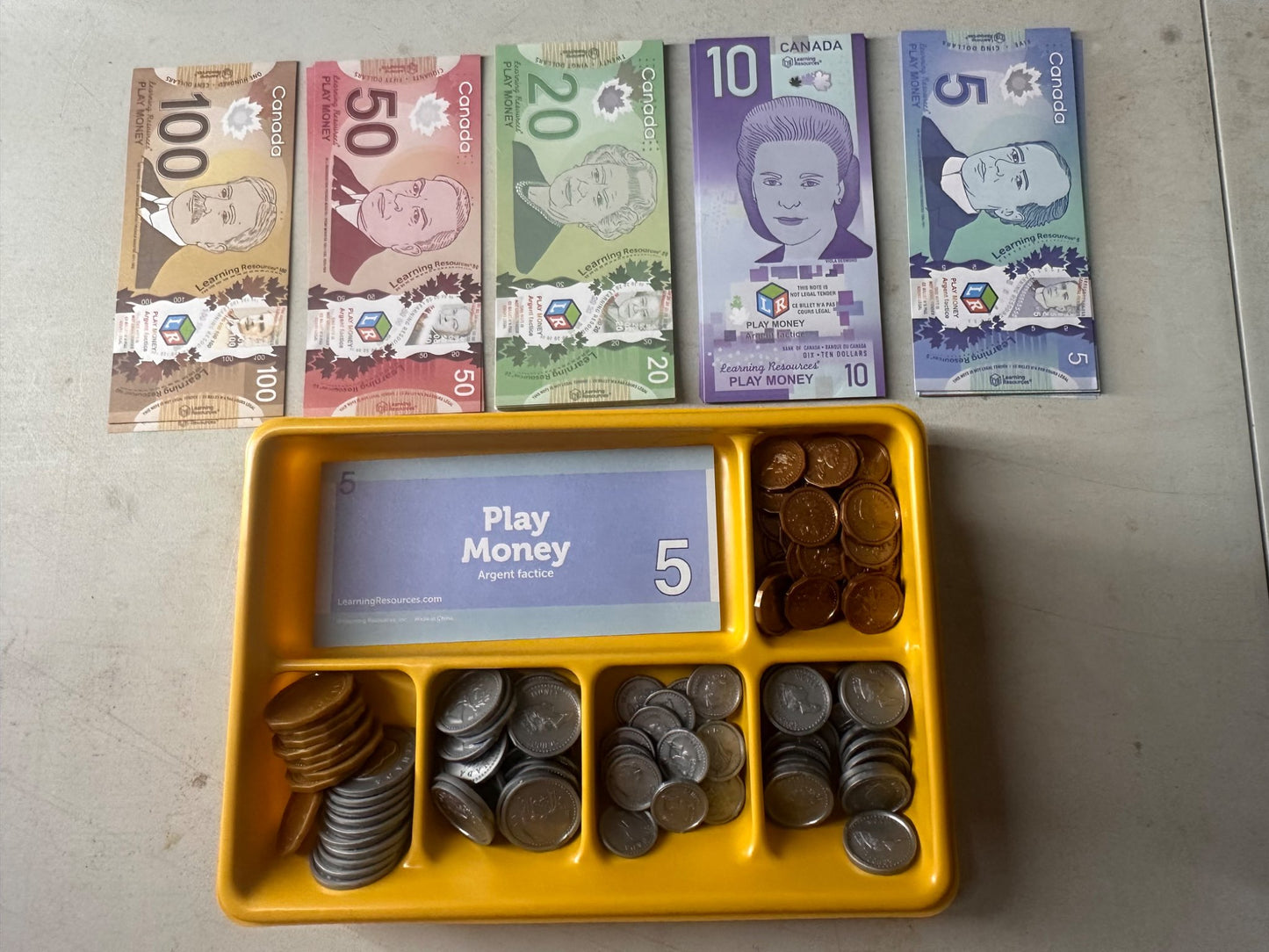Canadian currency play money