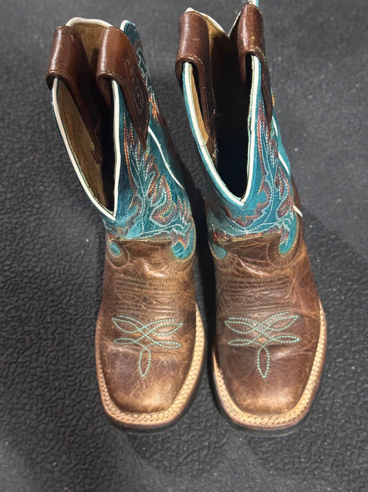 Teal and brown cowboy boots 9, Shoes 9 (Toddler:2-4yr)