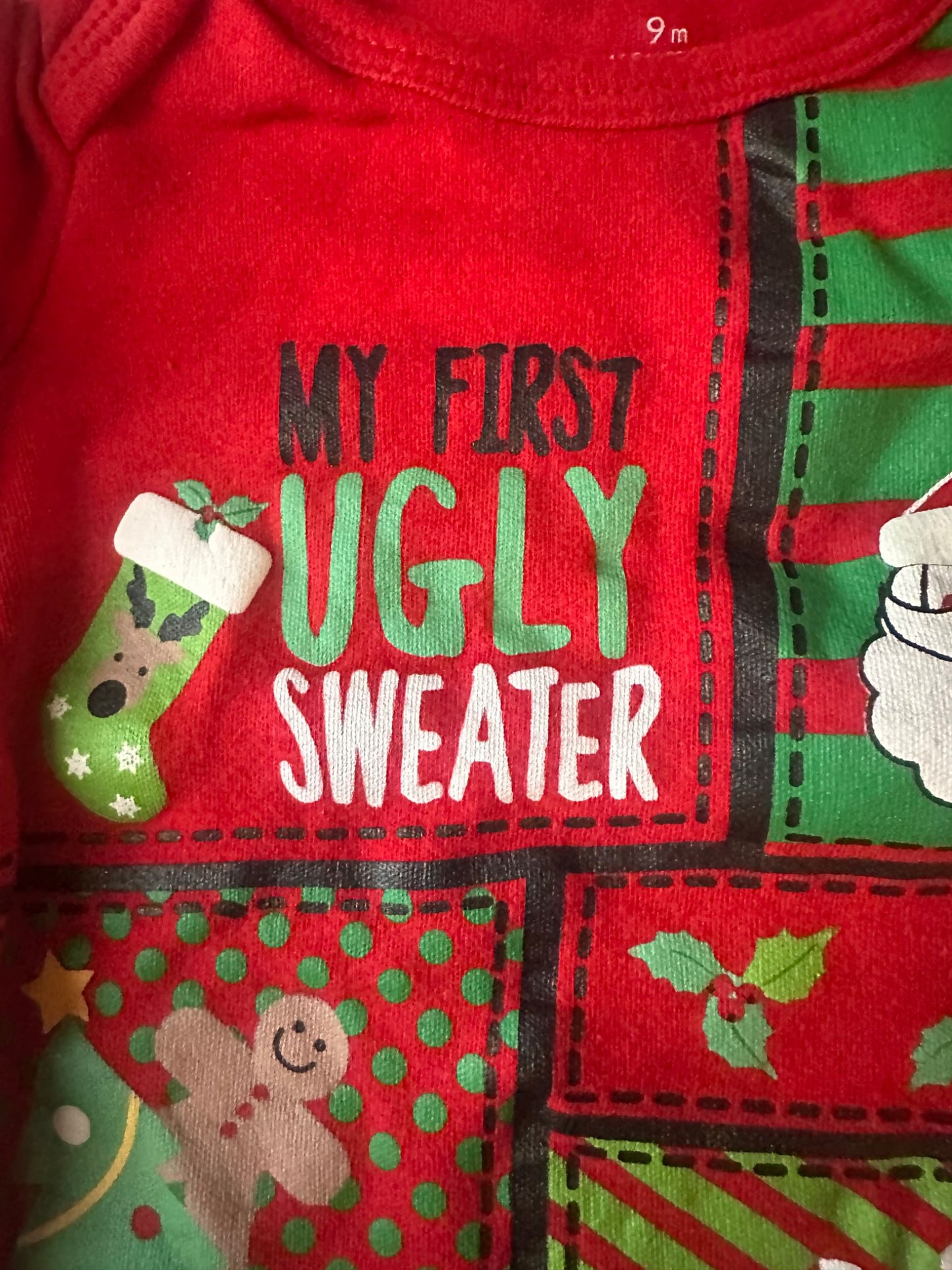 My first ugly sweater onesie size 9mo, Kids 9 Month (6-9M)