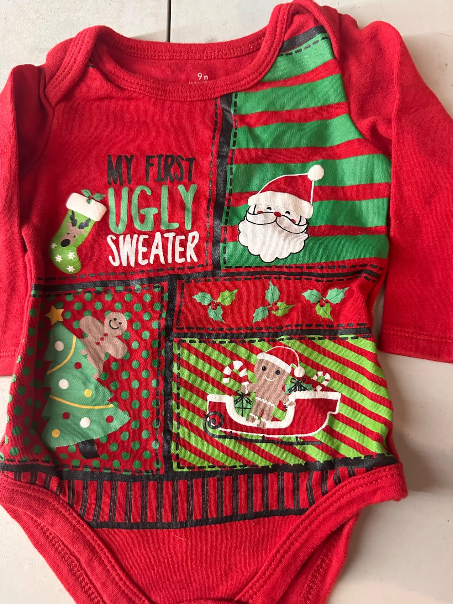 My first ugly sweater onesie size 9mo, Kids 9 Month (6-9M)
