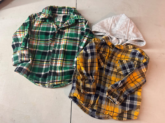 Flannel shirts size 6-9mo, Kids 9 Month (6-9M)
