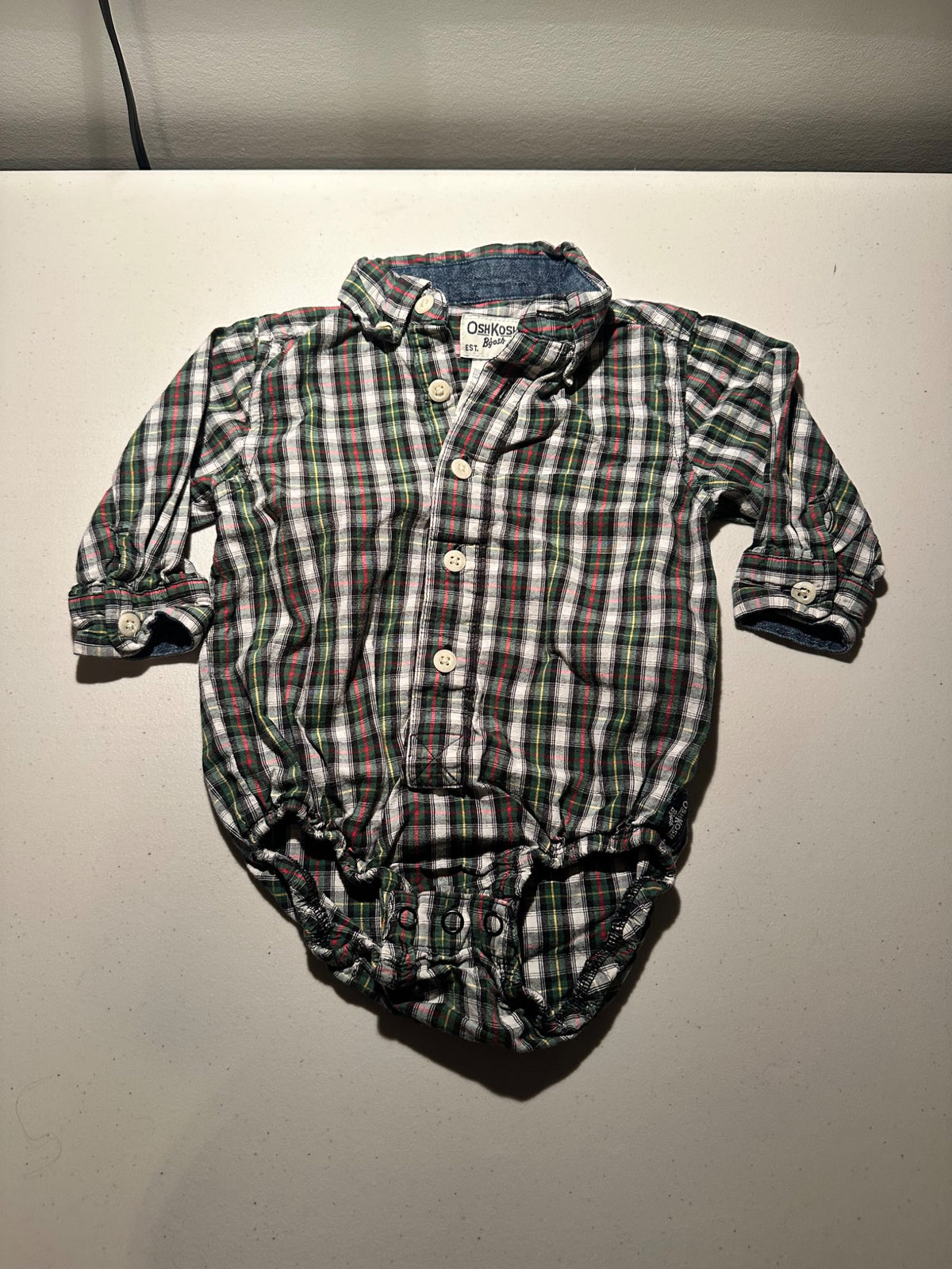 Collared plaid onesie 9-12mo, Kids 12 Month (9-12M)