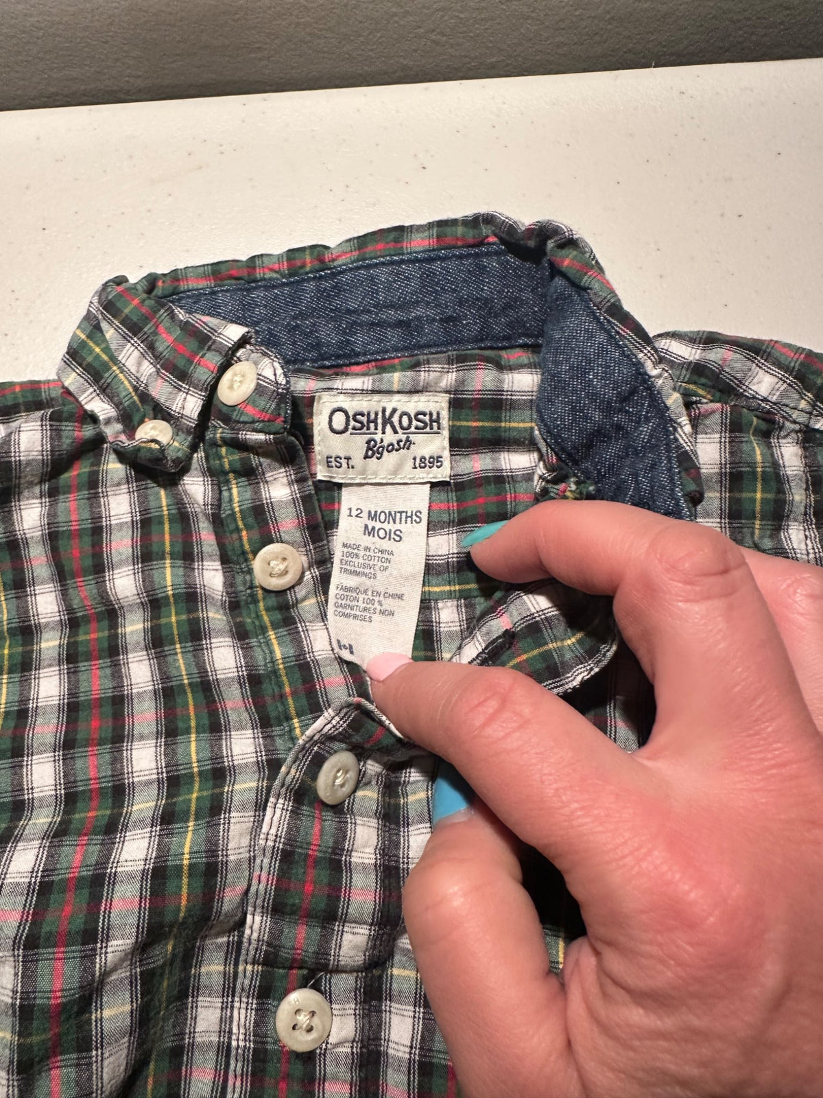 Collared plaid onesie 9-12mo, Kids 12 Month (9-12M)
