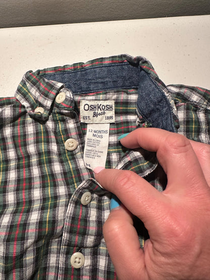 Collared plaid onesie 9-12mo, Kids 12 Month (9-12M)