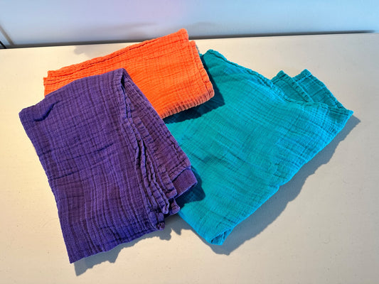 Colourful muslin swaddle blankets, 12-18 Months (Large)
