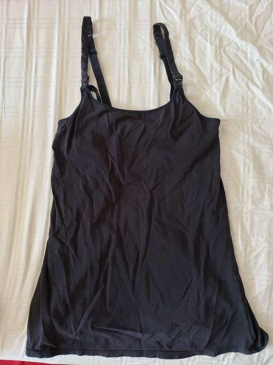 Black cotton nursing Cami, Maternity S (4-6)