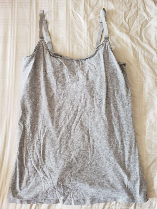 Paisley Sky - grey cotton nursing cami, Maternity M (8-10)