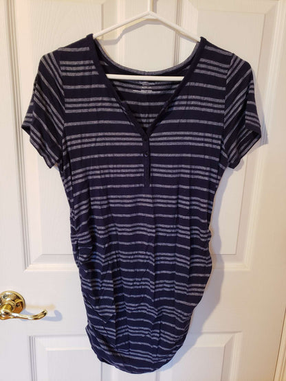 Medium blue striped mat top , Maternity M (8-10)