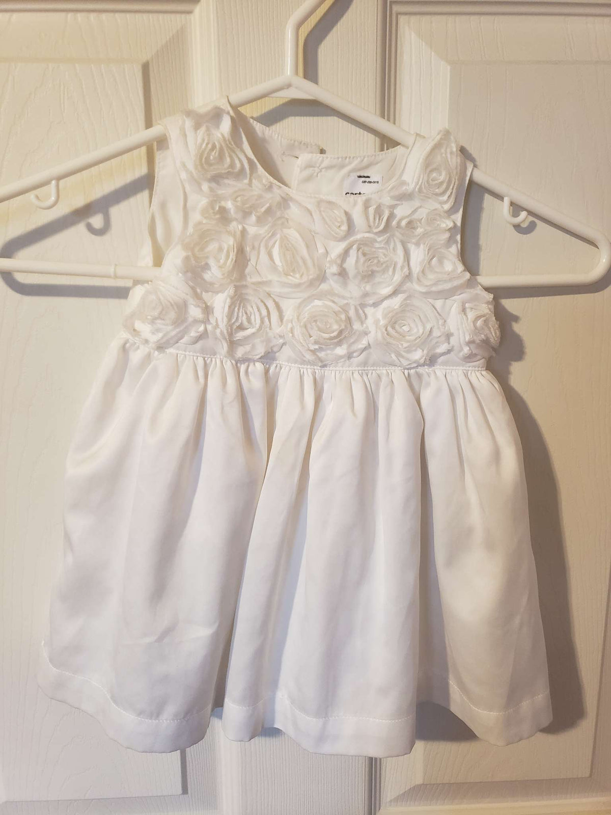 6mo white flower satin dress, Kids 6 Month (3-6M)