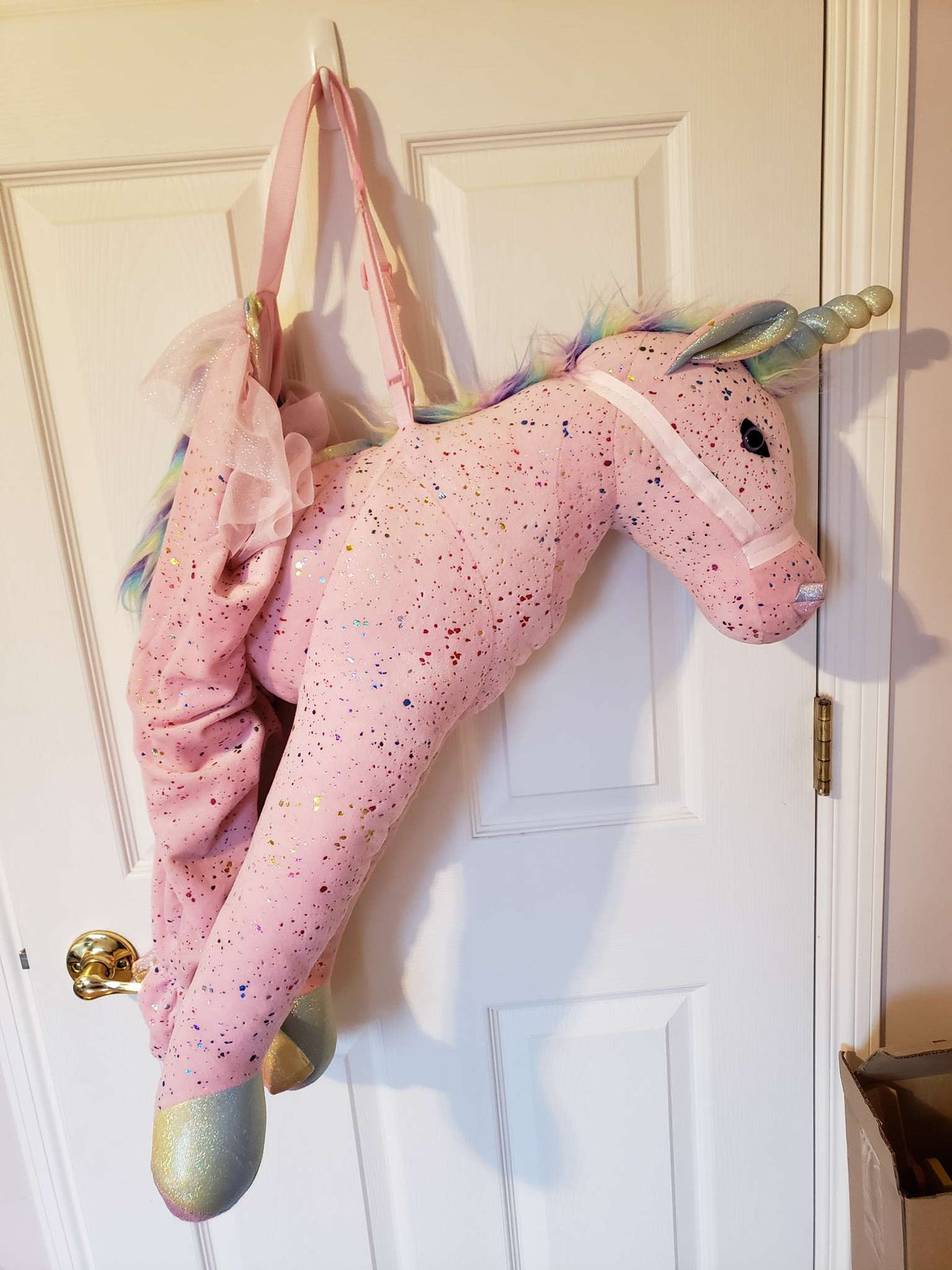 Dress up ride on pink unicorn, Kids 3T