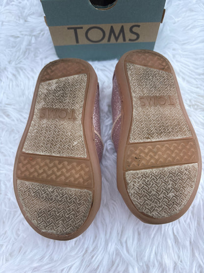 TOMS too cute but time to sell! Pink sparkle, size 5T, Shoes 5 (Walkers:12-24 mth)