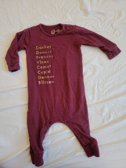 Christmas Reindeer Name Romper (Maroon Coloured/ 2T), Kids 2T