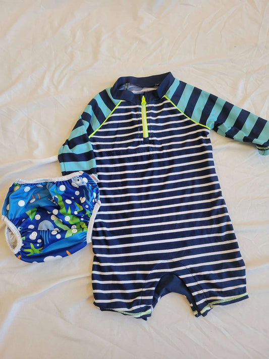 Baby Gap Swim Suit Romper - & Re-useable Swim Diaper (24 Months), Kids 24 Month (18-24M)