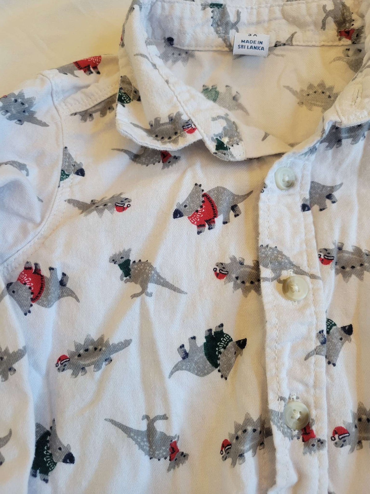 Dinosaurs Wearing Christmas Sweaters - Button Up Shirt (3T), Kids 3T