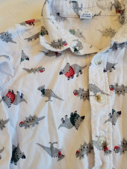 Dinosaurs Wearing Christmas Sweaters - Button Up Shirt (3T), Kids 3T