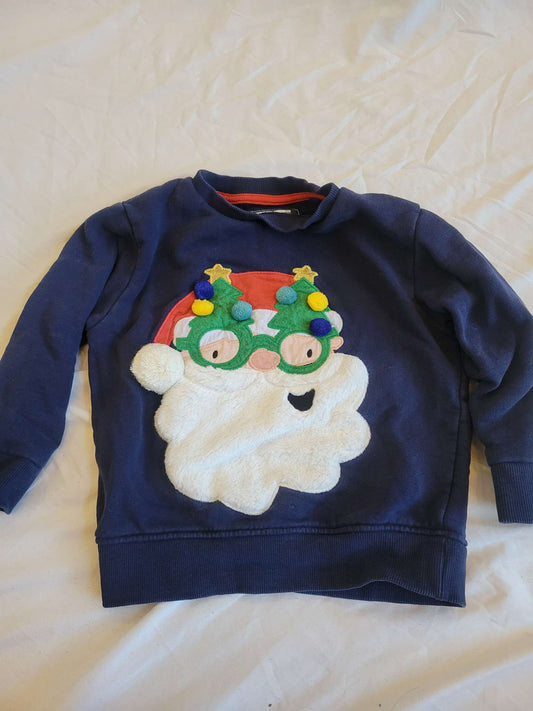 Christmas Santa Sweat Shirt -  Fluffy Beard Size 3/4, Kids 3T
