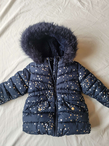 Blue Hearts Girl Winter Coat (12-18 Months), Kids 18 Month (12-18M)