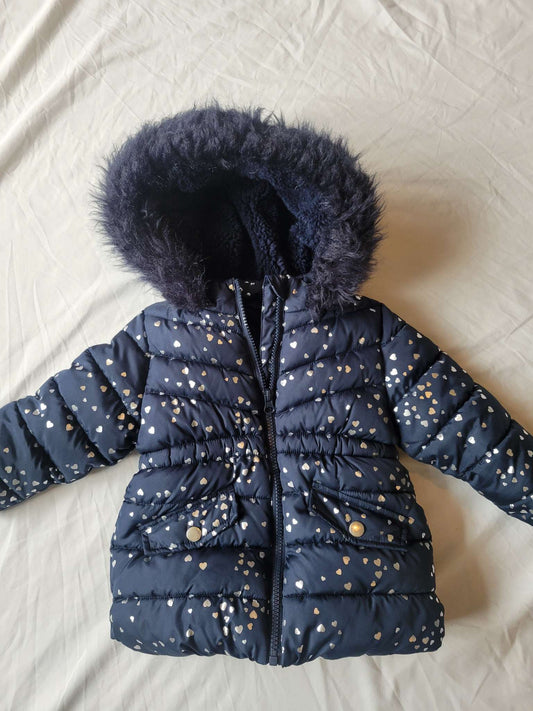 Blue Hearts Girl Winter Coat (12-18 Months), Kids 18 Month (12-18M)