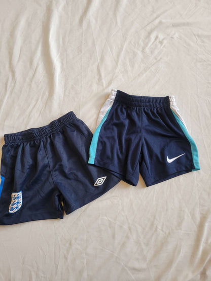 2 x Navy Sports Shorts  - Nike & England (24 Month/2T0, Kids 2T