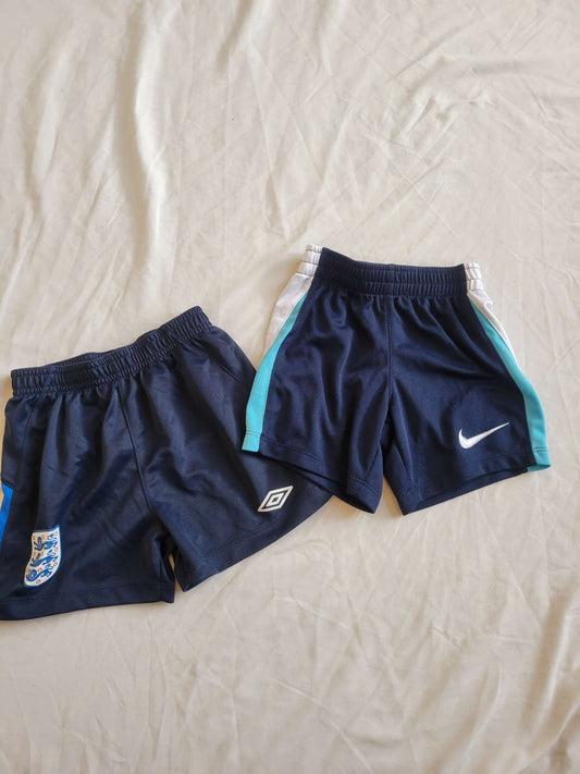 2 x Navy Sports Shorts  - Nike & England (24 Month/2T0, Kids 2T