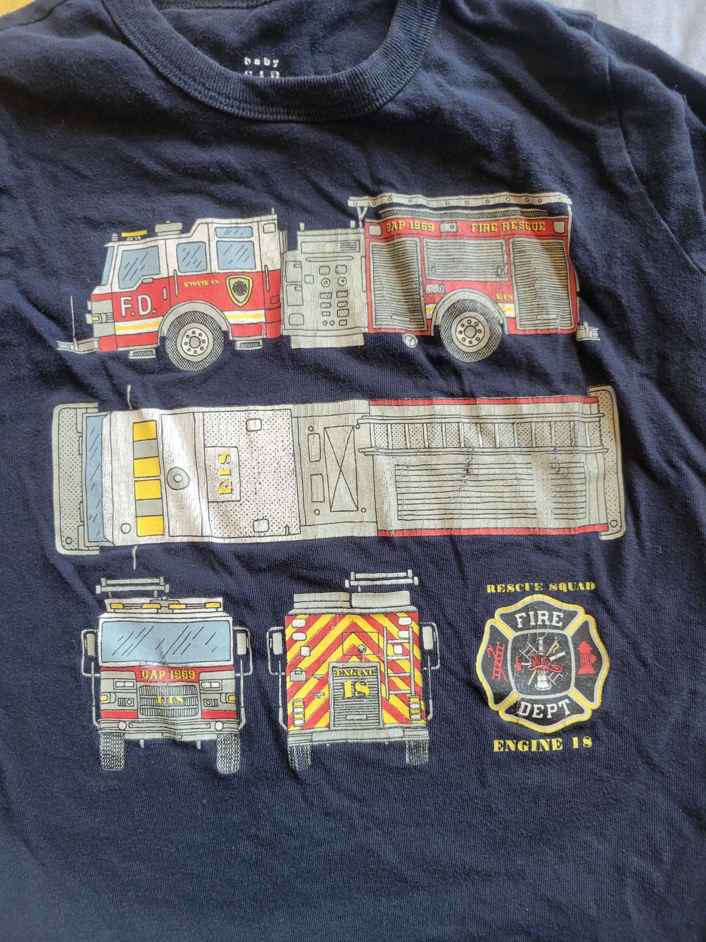 3 Long Sleeve shirts  (3T)- Construction (yellow), Monster Truck (Blue) and Fire Truck (Blue) , Kids 3T
