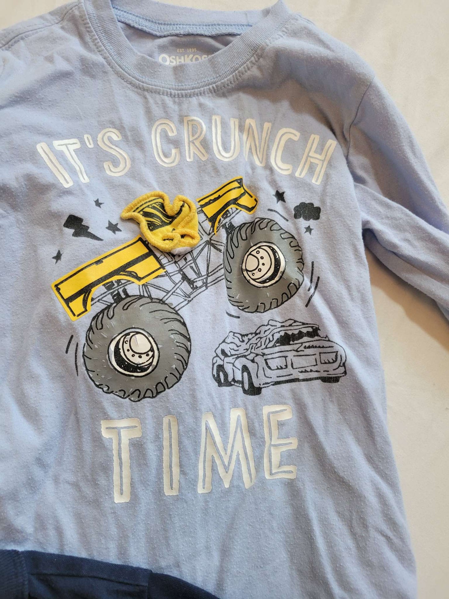 3 Long Sleeve shirts  (3T)- Construction (yellow), Monster Truck (Blue) and Fire Truck (Blue) , Kids 3T