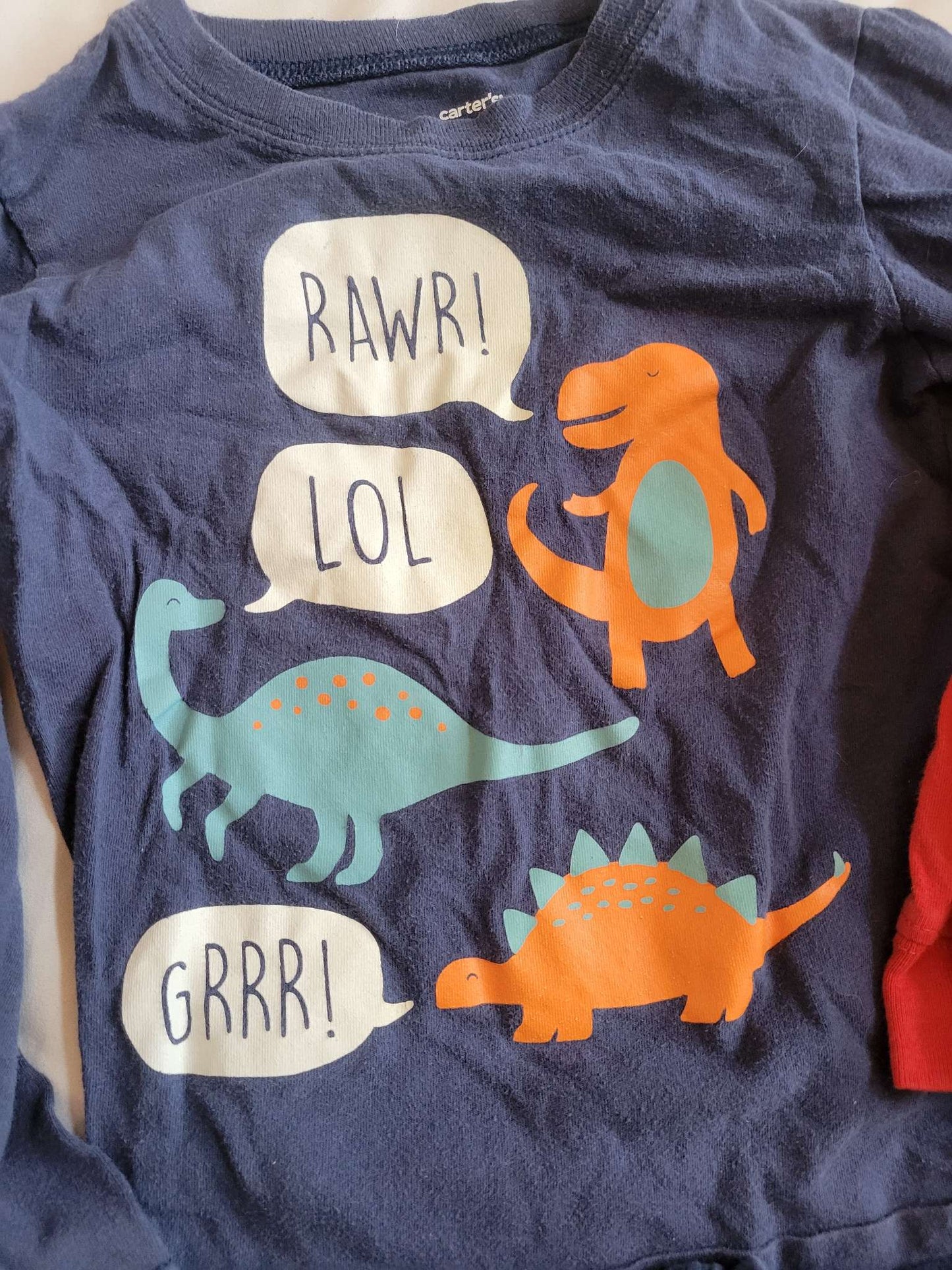 3 Long Sleeves (Blue Train,  Blue Dinos, Red Fire Truck) - 3T , Kids 3T