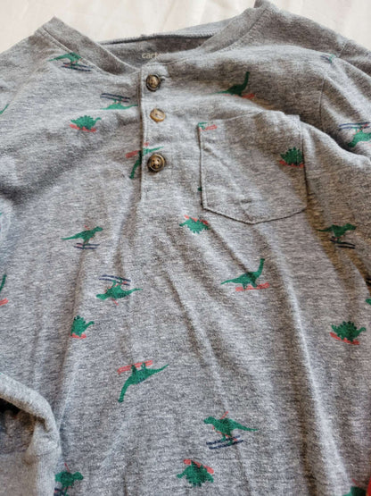 Three Christmas Shirts (4T) - Reindeers, Dinos on Skis & Feliz Navidad, Kids 3T