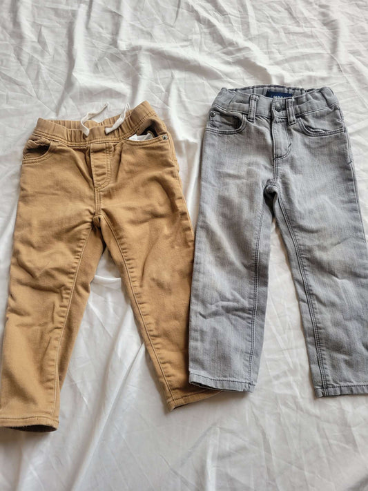 2 Pants Gap Caramel & Old Navy Gray Jeans (3T) , Kids 3T