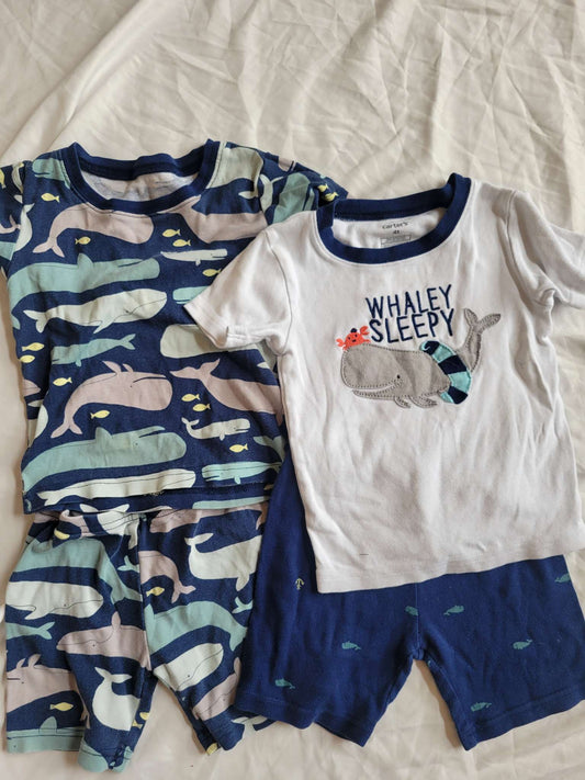 2 Short Sleeve Pjs - Whales (4T), Kids 4/4T