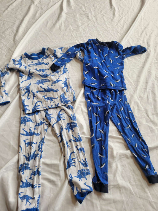 2 PJ Sets -  White/Blue Dinos & Blue Penguins  (4T), Kids 4/4T